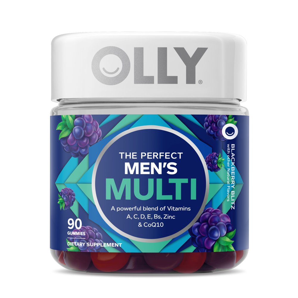 OLLY Men's Multivitamin Gummy, Vitamin Blend, Blackberry, 90 Ct