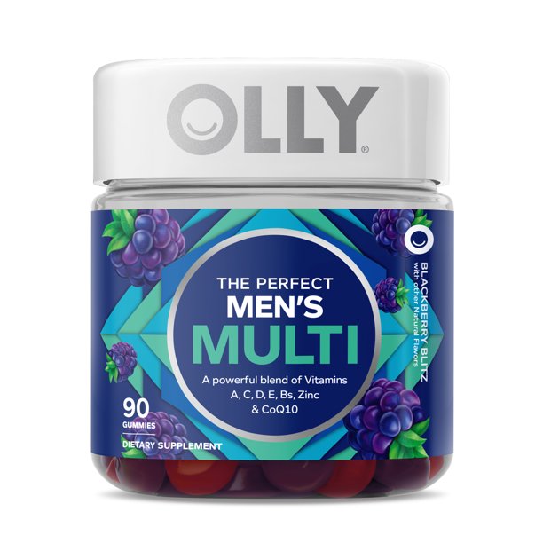 OLLY Men's Multivitamin Gummy, Vitamin Blend, Blackberry, 90 Ct