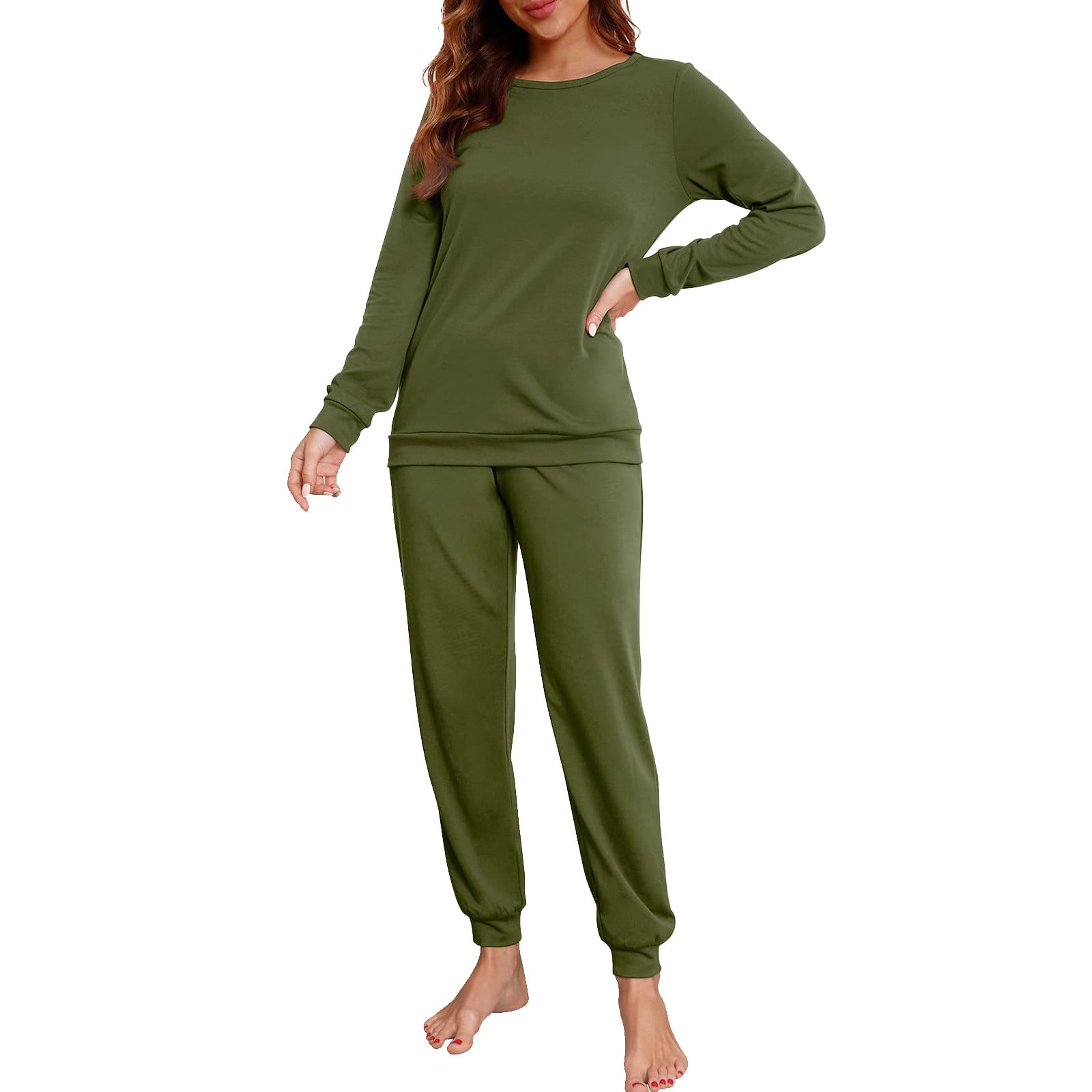 Women Sleepwear Womens Pajama Set Long Sleeve Sleepwear Nightwear Soft ...