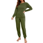 Women Sleepwear Womens Pajama Set Long Sleeve Sleepwear Nightwear Soft Lounge Sets With Pockets