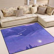 Serene Winter Landscape 63''x48'' Plush Memory Foam Bath Mat, Soft, Absorbent, Non Slip, Durable