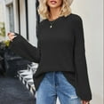 thumbnail image 5 of IROINNID Pullover Sweater for Women Solid Round Neck Knitted Loose Breathable Pullover Basic Versatile Base Sweater,Black, 5 of 7