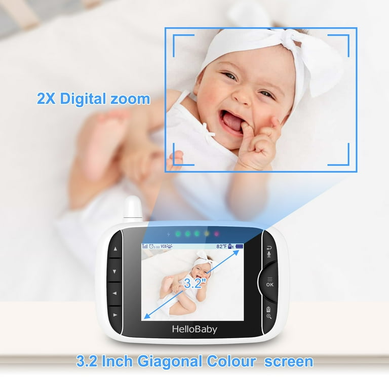 HelloBaby Monitor HB32, Video Baby Monitors with Night Vision, Hellobaby