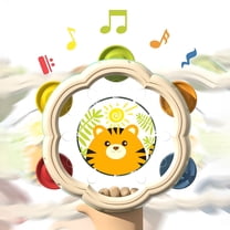 QAYOZ Tambourines Musical Instrument for Kids and Adults, 6 inch Wooden Hand Held Drum Bell Tambourine with Birch Metal Jingles Percussion Hand Tambourine Educational Gift