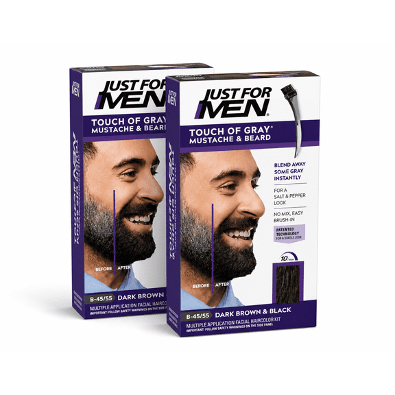 Just For Men Touch of Gray Mustache & Beard Dark Brown/Black 2 Pack