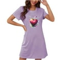 thumbnail image 2 of Tao Tao Womens Nightgowns Heart Print Night Tshirts Round Neck Sleepshirts Short Sleeve Women Nightgowns & Sleepshirts For Valentine's Day Purple 2XL, 2 of 3