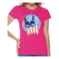 thumbnail image 1 of Awkward Styles Skull T-Shirt American Flag Shirts for Women, 1 of 4