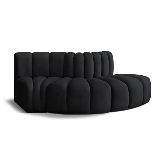 Meridian Furniture Arc Black Velvet Modular Sectional