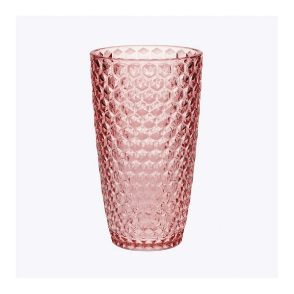 Cut Acrylic Glasses Drinking Set of 4 (19oz), Plastic Drinking Glasses, BPA Free Cocktail Glasses, Drinkware Set, Drinking Water Glasses Pink   Acrylic