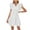 White, variant on VSSSJ Women's Double Layer Ruffle Short Sleeve V Neck Tassel Mini Dress Solid Color Ruffle Hem Loose Swing Summer Casual Short Dress