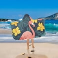 thumbnail image 2 of Yayeee Kids Hooded Towels Toddler Soft Absorbent Beach Bathing Wrap 50" x 23.5", Pink Floral Flamingo, 2 of 5