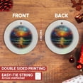 thumbnail image 3 of 3drose, Pointillism Ocean Sunset Scene, Circle Porcelain Ornament, 3 of 7