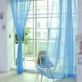 thumbnail image 4 of 2 Panel Kitchen Curtain Sheer Office Solid Color Door Window Voile Drape Sky Blue - 200x270cm, 4 of 9