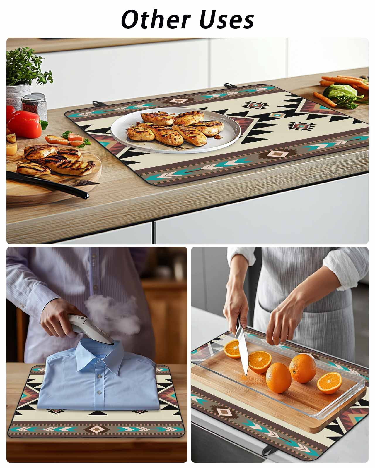 Stove Top Covers for Electric Stove, Southwest Geometric Glass Stovetop Cover Protector, Brown Mexican Aztec Boho Tribal Induction Cooktop Protector Oven Mat for Kitchen Countertop 24"x21"