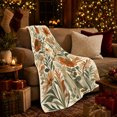 thumbnail image 3 of Printed Flannel Throw Blanket with Rust Autumn Wildflowers Off-White Background, 3 of 9