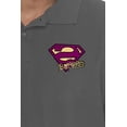 thumbnail image 5 of Superman Bizarro Shield Logo Cotton Polo Shirt, Charcoal, Medium, 5 of 6