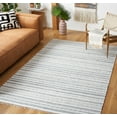 thumbnail image 2 of SAFAVIEH Kilim Mandy Striped Polyester Area Rug, Ivory/Grey, 6' x 6' Square, 2 of 8