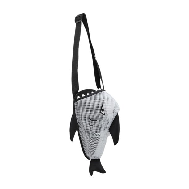 Bolsa de playa para niños con forma de tiburón, bolsa para recoger conchas, 25 x 18 x 15 cm, accesorios versátiles Negro