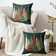thumbnail image 3 of Winter Christmas Pillow Covers 18x18 Inch Set of 2 Brown Blue Xmas Tree Decorative Throw Pillowcases Outdoor Holiday Seasonal Farmhouse Cushion Cases Decor for Sofa Couch Bed, 3 of 6