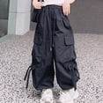 thumbnail image 5 of Ccpelsie Girls Wide Leg Sweatpants Drawstring High Waist Baggy Pants Cute Print Sweatpants with Pockets for Teen 5-14Y(Black,15-16 Years), 5 of 8