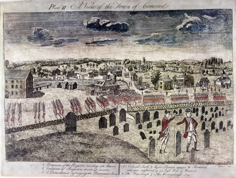 Battle Of Concord, 1775. /Nview Of Concord As The British Troops Enter