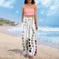 thumbnail image 6 of WTOBBY Women's Summer Boho Floral Print Wide Leg Palazzo Pants with High Waist Elastic Drawstring and Side Pockets for Comfortable Everyday Use ,White M, 6 of 7