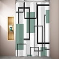 thumbnail image 3 of Green and White Shower Curtain Geometric Black and Green Modern Abstract Shower Curtains for Bathroom,47"x71", 3 of 5