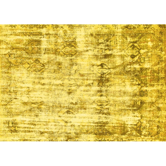 Ahgly Company Indoor Rectangle Abstract Yellow Modern Area Rugs, 2' x 3'