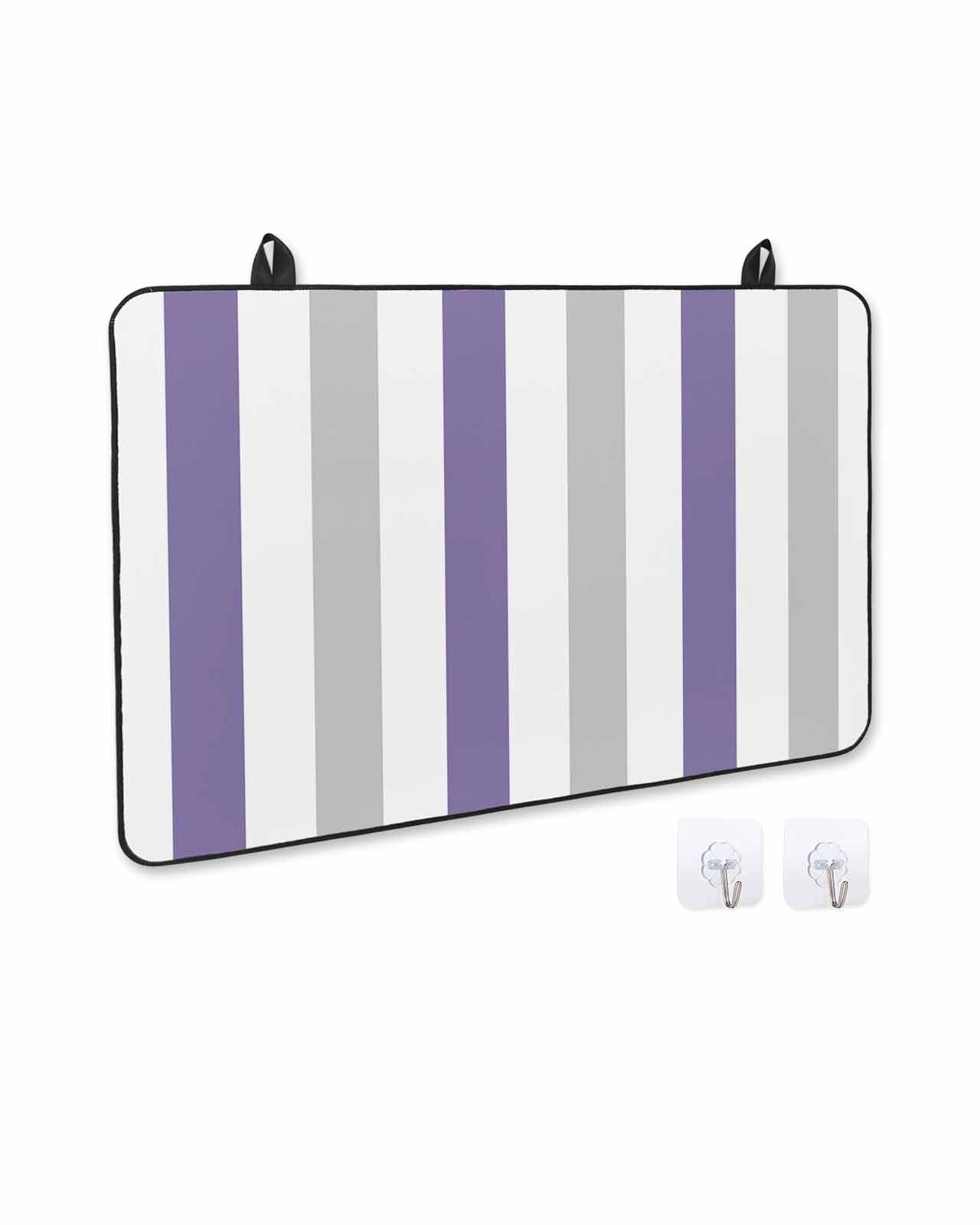 nqOlkjepod Large Induction Cooktop Protector Mat 31"x24", Purple Grey Striped Stove Top Covers for Electric Stove, Geometric Vertical Stripes Minimalist Stove Burner Cover Mats Stove Cover