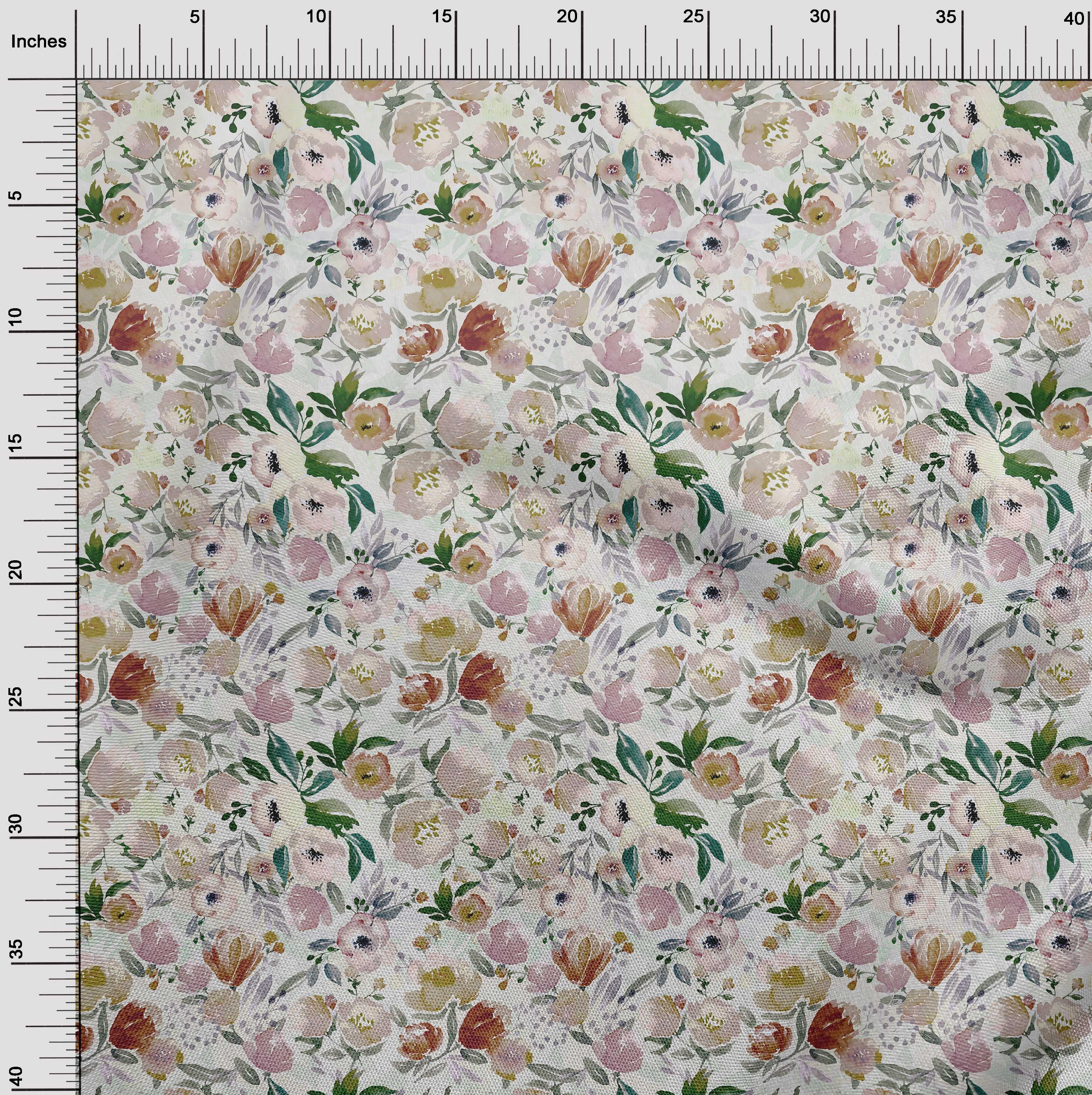oneOone Viscose Chiffon Brown Fabric Floral Fabric For Sewing Printed Craft Fabric By The Yard 42 Inch Wide-V6