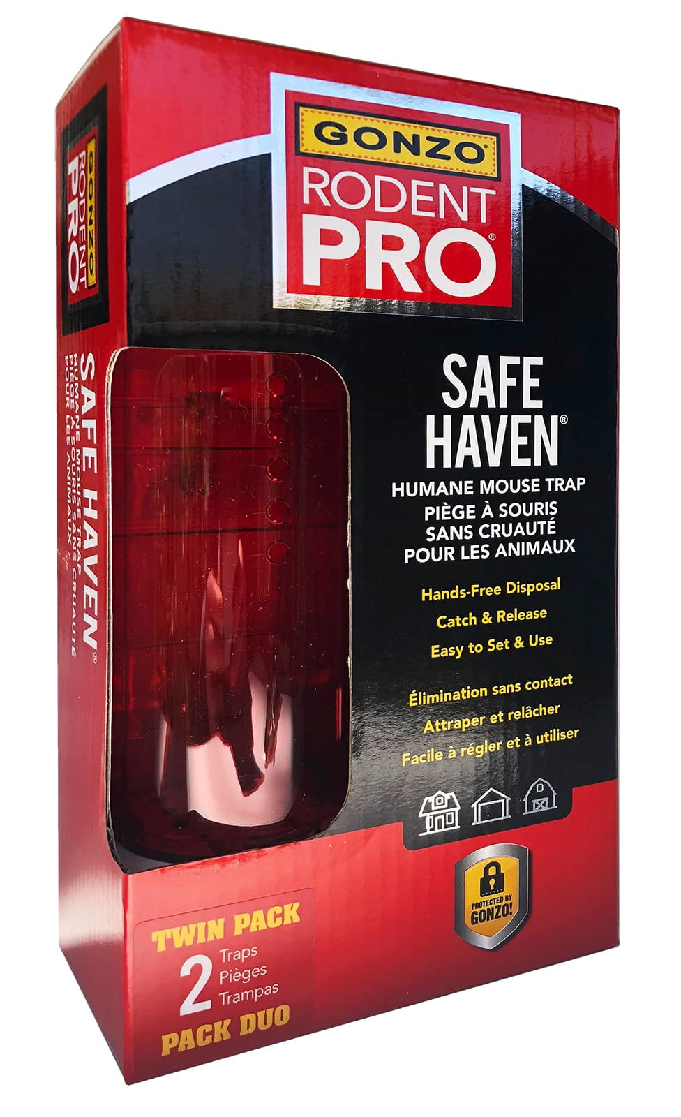 Gonzo RodentPro Safe Haven Live Catch Mouse Trap - Humane, Commercial Mousetrap - 18x12x8 in