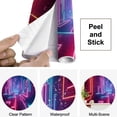 thumbnail image 4 of Peel and Stick Wallpaper Canvas 80s Neon Retro Synthwave 3D Labyrinth Modern Art Wall Mural Decor Self Adhesive and Removable 69in x 98in, 4 of 8