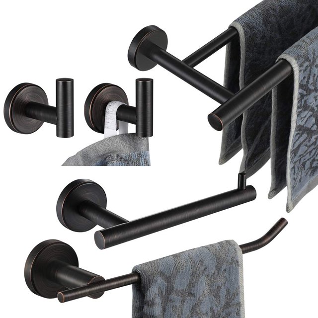 Juego de accesorios de baño JQK, bronce frotado con aceite, 5 piezas, BAS105-ORB