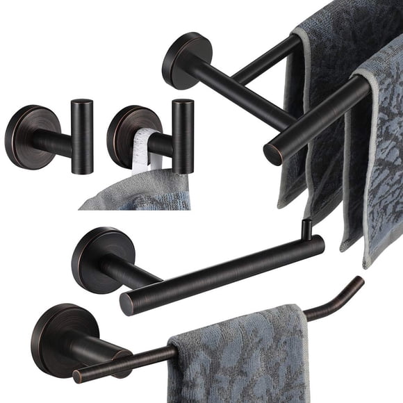 Juego de accesorios de baño JQK, bronce frotado con aceite, 5 piezas, BAS105-ORB