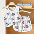 thumbnail image 2 of KPOPLK Baby Boy Summer Clothes Sleeveless Tank Tops T-Shirt + Casual Shorts Toddler Outfits Set(6-12 Months,Red), 2 of 4