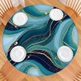 thumbnail image 2 of Blue Marble Gold Wave Pattern Round Fitted Tablecloth with Elastic Edge,Dining Table Cover Waterproof,Outdoor Round Tablecloth for Camping,Dining,Indoor and Outdoor, 2 of 7