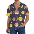 thumbnail image 2 of Picia Cute Puffer Fish Men's Linen Shirts Short Sleeve Cuban Beach Shirts Casual Shirts Button Down Shirt for Men Beach Summer Wedding Shirt-Small, 2 of 7