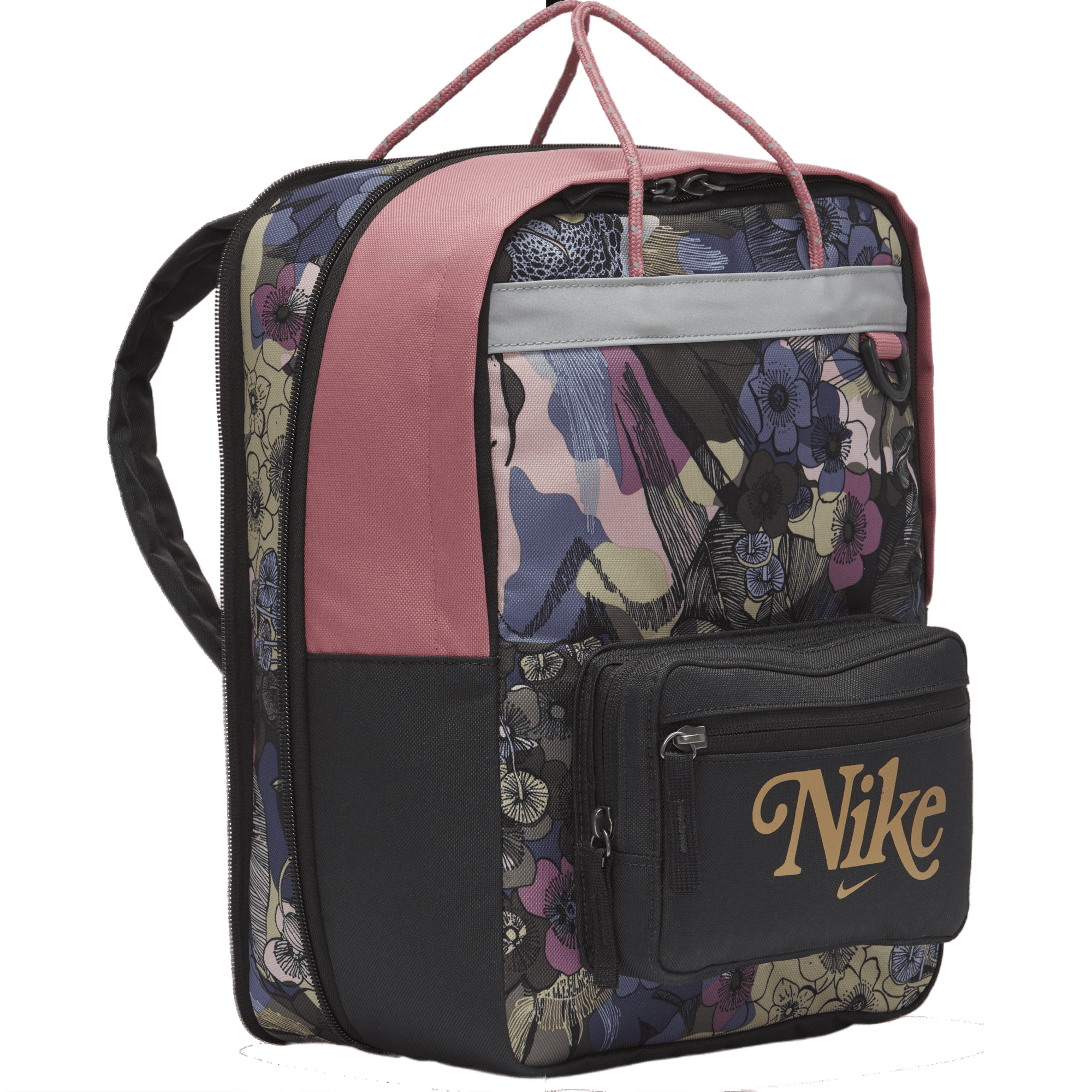 NIKE TANJUN BACKPACK CU8971020 PINK BLACK FLORAL SMALL HERITAGE SCHOOL
