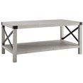 thumbnail image 2 of Walker Edison Table Basse en Bois Rustique avec Étagère, Gris Pierre, 2 of 2