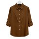 thumbnail image 5 of Camisas de Manga Larga para las Mujeres Botón de Solapa de Ajuste Suelto Delantero Blusa de Túnica de Imitación de Lino, Camisas de Manga Larga para las Mujeres Bajo Scrubs, 5 of 7