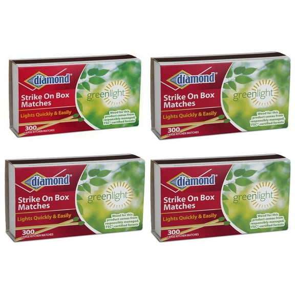 Diamond Greenlight Matches  Kitchen Matches, 300 Pieces - 4 Count