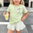 thumbnail image 2 of Girls Cute Top Summer 2 Pieces Ruffle Skirt Set with Polka Dots Skirt Outfit Comfy Fashion Clothing Green 3-4Years, 2 of 6