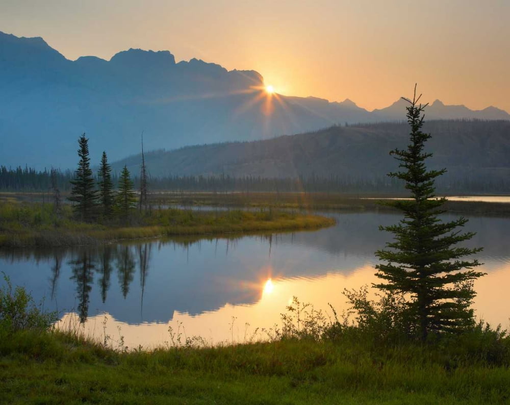 Sunset over Miette Range and Talbot Lake Jasper National Park Alberta