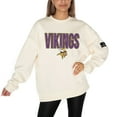 thumbnail image 4 of Women's Gameday Couture  Cream Minnesota Vikings Premium Fleece Oversized Drop Shoulder Pullover Sweatshirt, 4 of 5