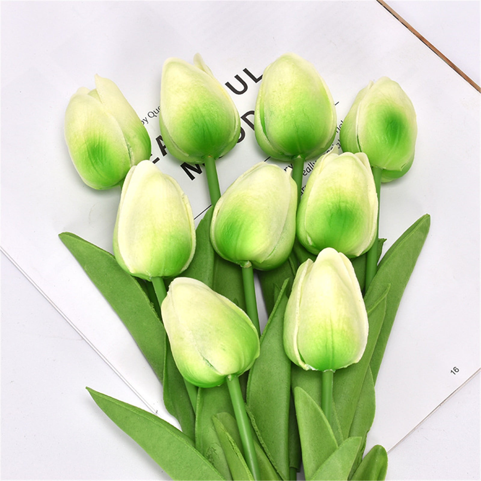 Darzheoy 10Pcs Artificial Tulip Real Touch Fake Flowers 12.6" for Mother's Day Easter Valentines Day Gifts in Bulk Home Kitchen Wedding Decorations
