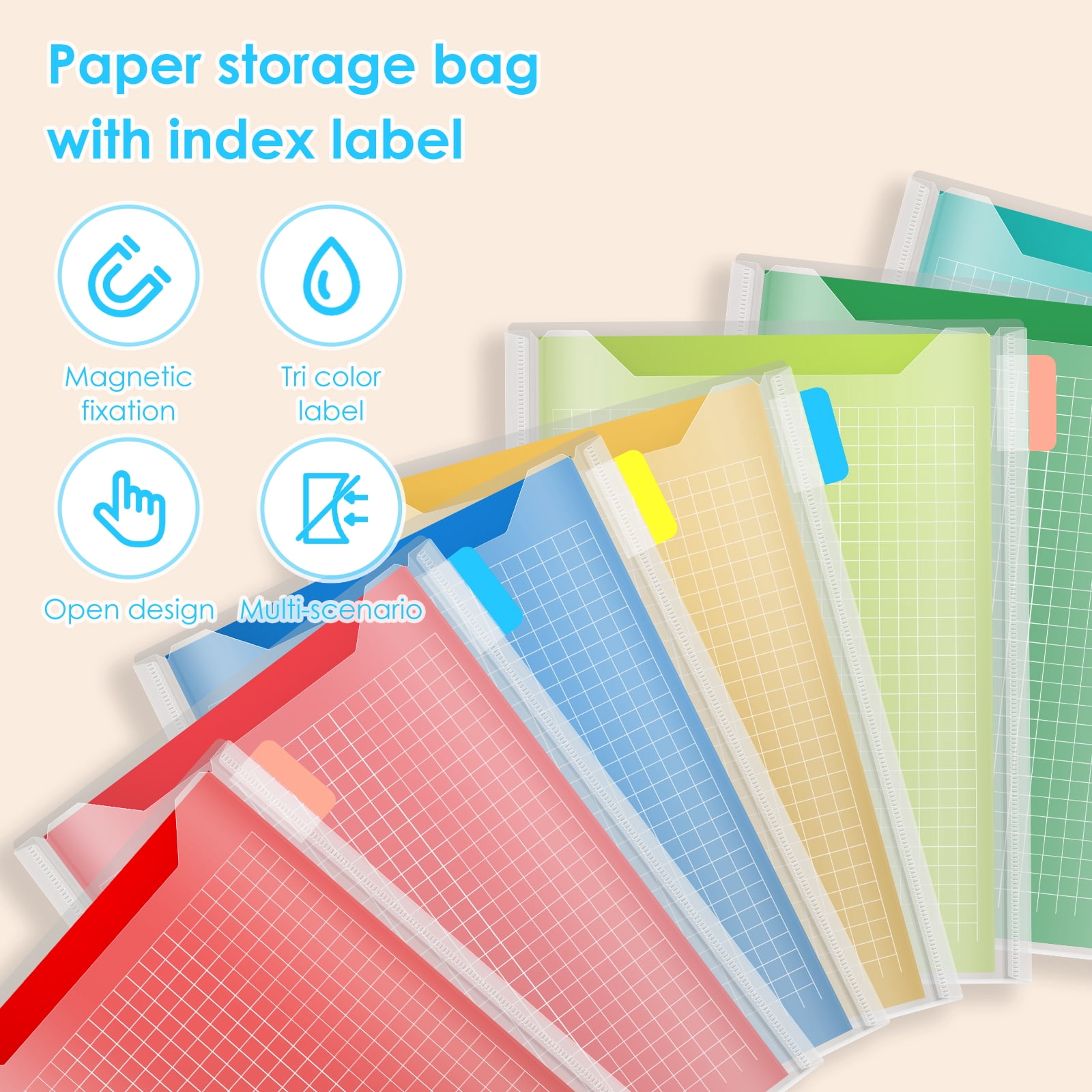 72PCS 9.06x12.09in Scrapbook Paper Storage Organizer, Cardstock Paper Holder with 120 PCS Sticky Index Tab, Clear Top Loading File Folder, Plastic Craft Storage Organizer for Vinyl Papers, Photos