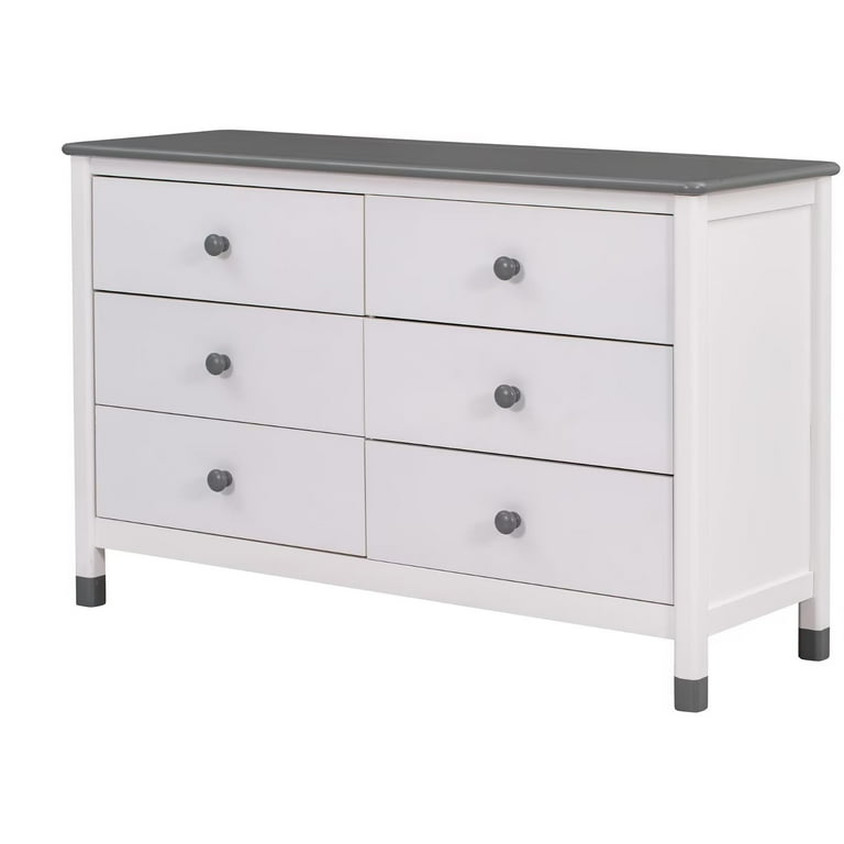6 Drawer Dresser Modern Wood Chest of Drawers with Round Handle