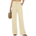 thumbnail image 5 of SAHFX Womens Linen Pants High Waist Trousers Beach Vacation Clothes Lounge Trousers Cotton Gauze Pants for Women Straight Leg Pants Comfortable Pants Baggy Trousers, 5 of 9