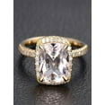 thumbnail image 2 of 1.50 Carat Cushion Cut Peach Pink Morganite and Diamond Halo Engagement Ring in 10k Yellow Gold for Women on Sale, 2 of 2
