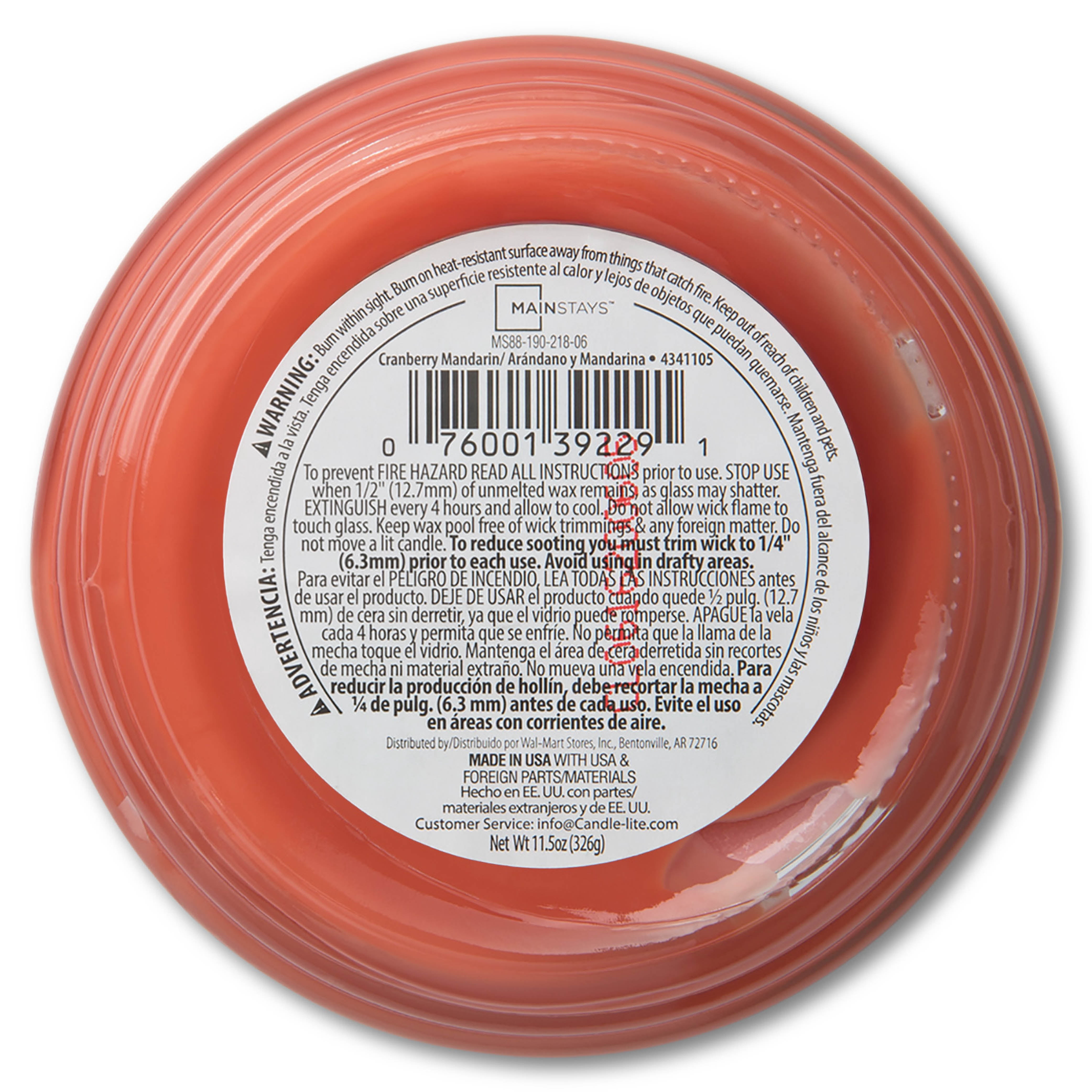 Mainstays 3-Wick Scented Glass Jar Candle, Cranberry Mandarin, 11.5oz.